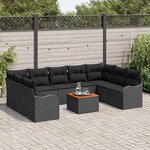 vidaXL Ensemble de canapé de jardin 10 Pièces Noir