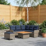 vidaXL Ensembles de meubles 5 Pièces Gris et bleu marine Rotin PE