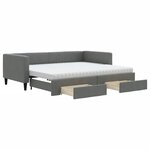 vidaXL Lit de jour avec gigogne et tiroirs gris foncé 90x190 cm tissu