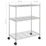 vidaXL Étagère de rangement 3 niveaux et roues 60x35x81cm chrome 150kg