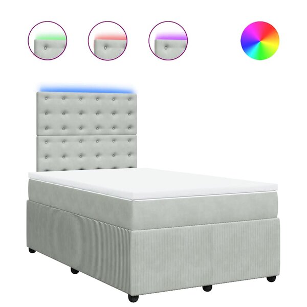 vidaXL Sommier à lattes de lit et matelas Gris clair 120x200cm Velours
