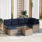 vidaXL Ensemble de canapé de jardin 7 Pièces Gris Poly rotin