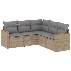 vidaXL Salon de jardin avec coussins 5 Pièces beige résine tressée