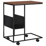 vidaXL Table d'appoint avec roues noir 55x36x63 5 cm bois d'ingénierie