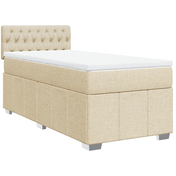 vidaXL Sommier à lattes de lit avec matelas Crème 80x200 cm Tissu
