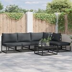 vidaXL Ensemble de canapé de jardin avec coussin 5 Pièces Noir Aluminium