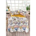 Parure de lit - housse de couette 220 x 240 + 2 taies d'oreiller 60 x 60 coton renforcé - Moutarde