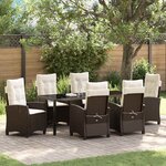 vidaXL Ensemble de salle à manger pour jardin 7 Pièces Marron polyrotin