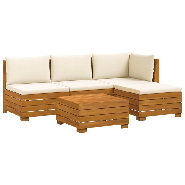 vidaXL Ensemble de canapés d'extérieur avec coussin 5 Pièce Marron