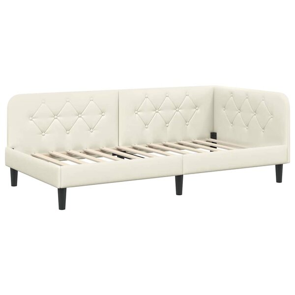 vidaXL Cadre de lit d'angle Crème 90 x 190 cm Velours