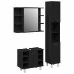 vidaXL Ensemble de mobilier de salle de bain avec étagère 3 Pièces Noir