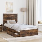 vidaXL Lit de Rangement Chêne fumé 90 x 190 cm Bois d'ingénierie