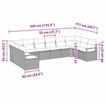 vidaXL Ensemble de canapé de jardin avec coussin 10 Pièces Noir
