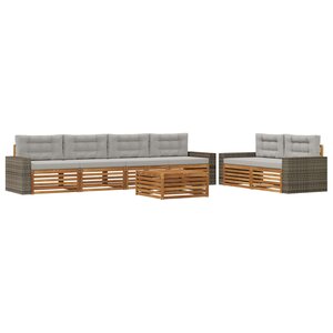 vidaXL Ensemble de canapés d'extérieur 7 pc Naturel et gris clair