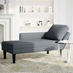 vidaXL Fauteuil long et coussin et accoudoir droit gris foncé velours