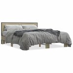 vidaXL Cadre de lit chêne sonoma 150x200 cm bois d'ingénierie et métal