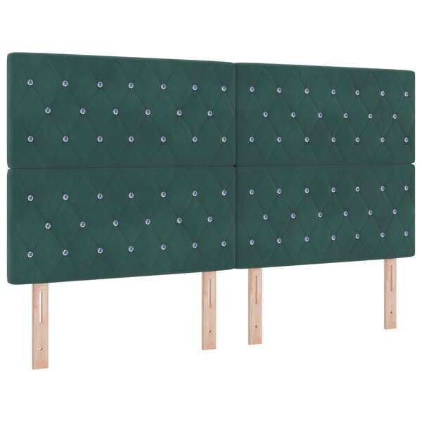 vidaXL Tête de lit en velours vert foncé avec boutons en cristal  180 cm