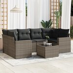vidaXL Salon de jardin avec coussins 7 Pièces gris résine tressée