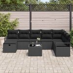 vidaXL Ensemble de Canapés avec coussin 9 Pièces Noir polyrotin