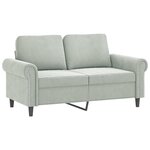 vidaXL Canapé 2 places avec oreillers gris clair 120 cm velours