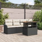 vidaXL Ensemble de canapé de jardin avec coussin 5 Pièces Noir et crème