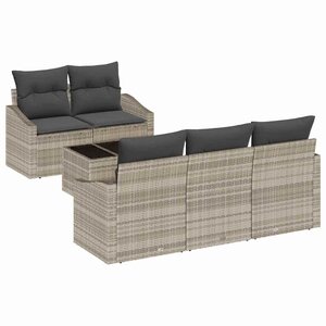 vidaXL Ensemble de Canapés avec coussin 6 Pièces Gris clair polyrotin
