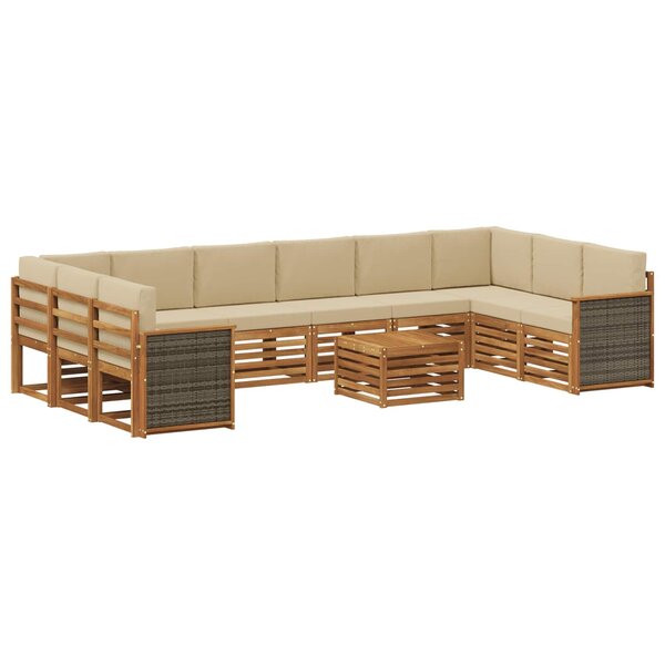 vidaXL Ensemble de canapés d'extérieur avec coussin 8 Pièces Naturel