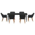 vidaXL Ensemble de salle à manger pour jardin 7 Pièces Noir polyrotin