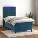vidaXL Sommier à lattes de lit matelas et LED Bleu foncé 100x200 cm
