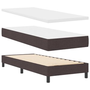 vidaXL Lit à ressorts avec matelas Marron foncé 80 x 200 cm tissu