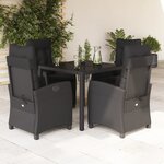 vidaXL Ensemble à manger de jardin coussins 5Pièces Noir Résine tressée
