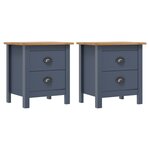 vidaXL Tables de chevet Hill 2 Pièces Gris 46x35x49 5 cm Bois de pin