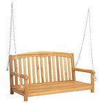 vidaXL Banc Balançoire 114 x 61 x 61 5 cm Bois de teck massif Naturel