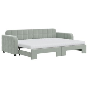 vidaXL Lit de jour avec gigogne et matelas gris clair 80x200cm velours