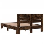 vidaXL Cadre de lit chêne fumé 120x200 cm bois d'ingénierie et métal