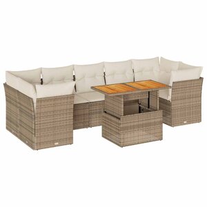 vidaXL Salon de jardin avec coussins 8 Pièces beige résine tressée