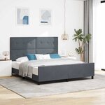 vidaXL Lit à ressorts avec tête de lit Gris foncé 180 x 200 cm Velours
