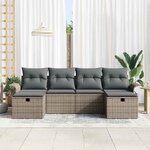 vidaXL Ensemble de canapé de jardin avec coussin 6 Pièces Gris polyrotin