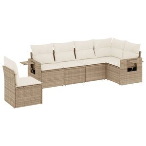 vidaXL Salon de jardin avec coussins 6 Pièces beige résine tressée