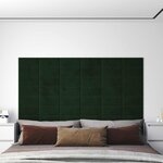 vidaXL Tête de lit murale 12 pc Vert foncé Velours