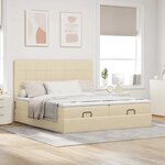 VidaXL Cadre de lit ottoman avec matelas crème 200x200cm tissu