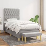 vidaXL Sommier à lattes de lit avec matelas Gris clair 100x200cm Tissu