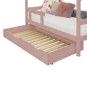 Tiroir de lit 120 x 200 avec sommier BUDDY - rose pastel