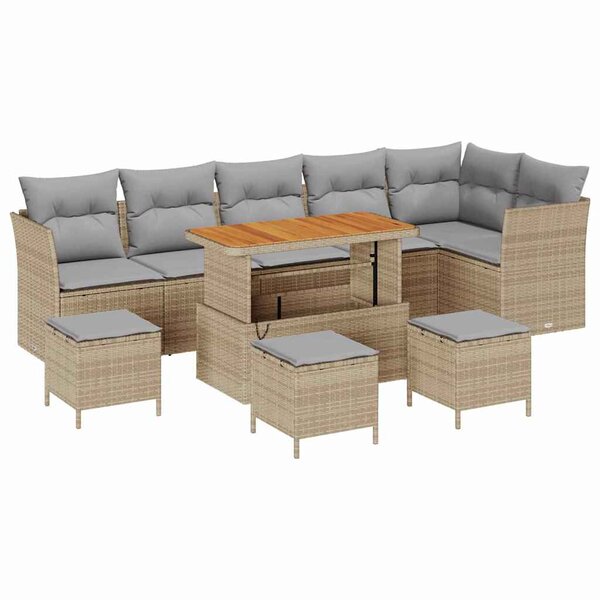 vidaXL Ensemble de canapé de jardin 10 Pièces beige et gris clair