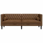 vidaXL Canapé Chesterfield avec traversins 3 places similicuir daim