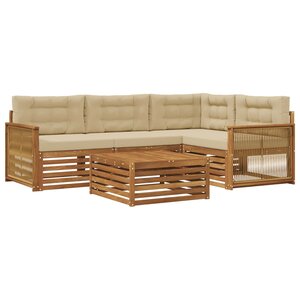 vidaXL Ensemble de canapés d'extérieur 5 pc Naturel et Beige