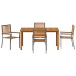 Ensemble de Salle à Manger de Jardin 5 pièces vidaXL Gris Poly Rattan Acacia