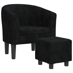 vidaXL Fauteuil avec repose-pied noir velours