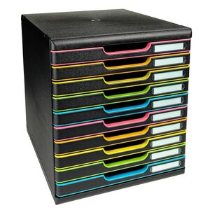 Module De Classement Modulo Black Office 10 Tiroirs Fermés - Noir/arlequin - Exacompta