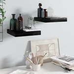 vidaXL Étagère murale flottante 2 Pièces Noir brillant 23x23 5x3 8 cm MDF